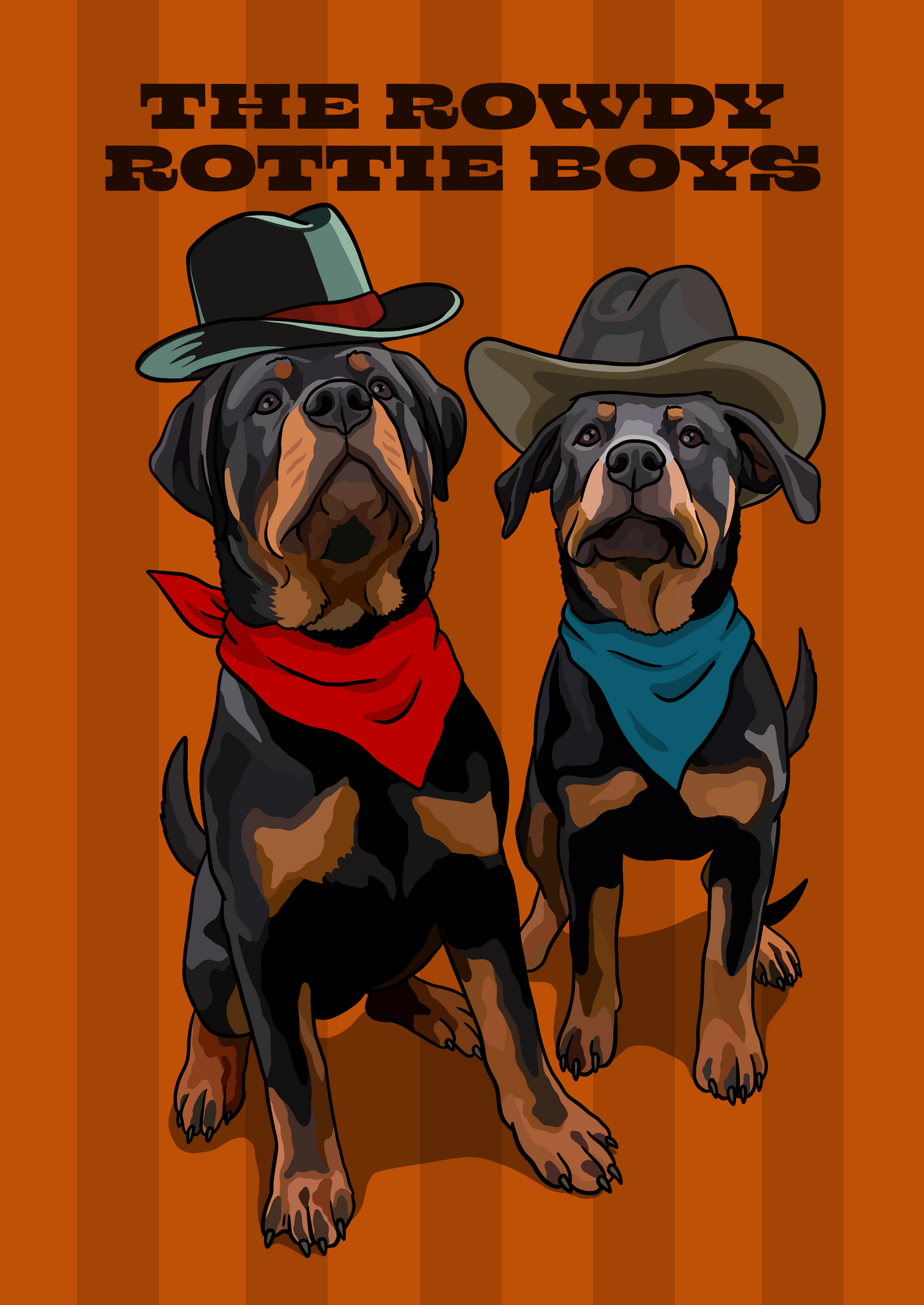 The Rowdy Rottie Boys Unframed Print