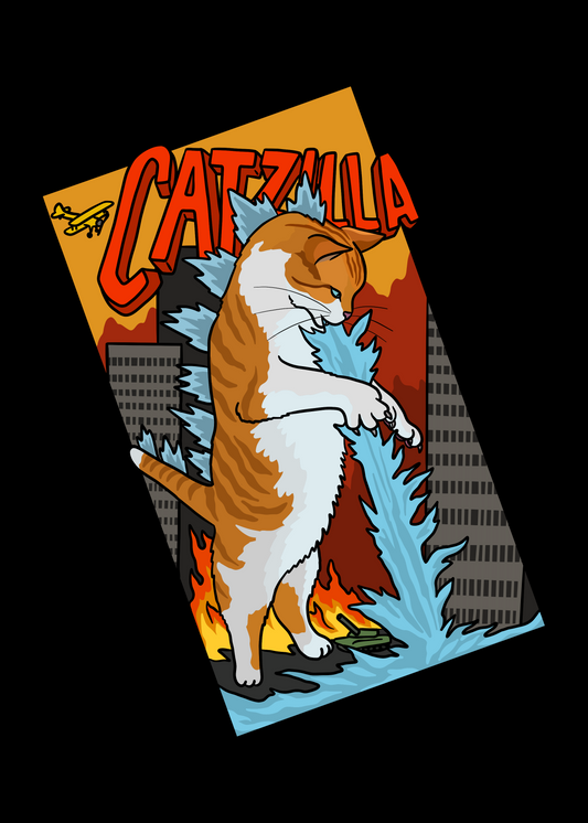Catzilla Unframed Print