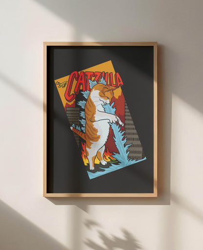 Catzilla Unframed Print