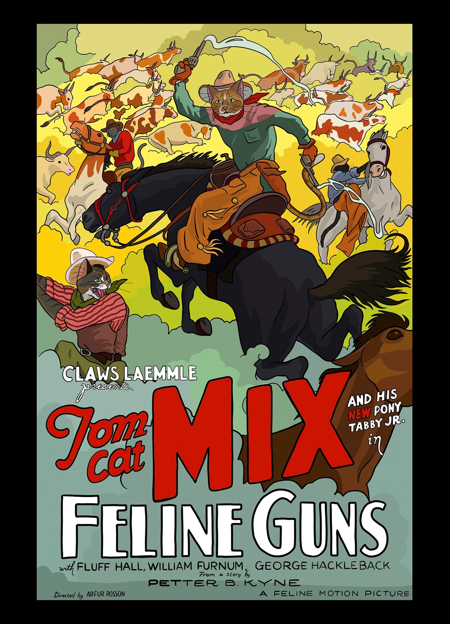 Feline Guns Unframed Print