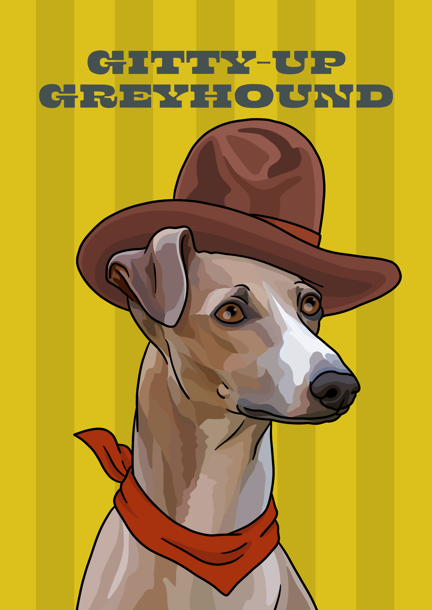 Gitty-Up Greyhound (English Greyhound) Unframed Print