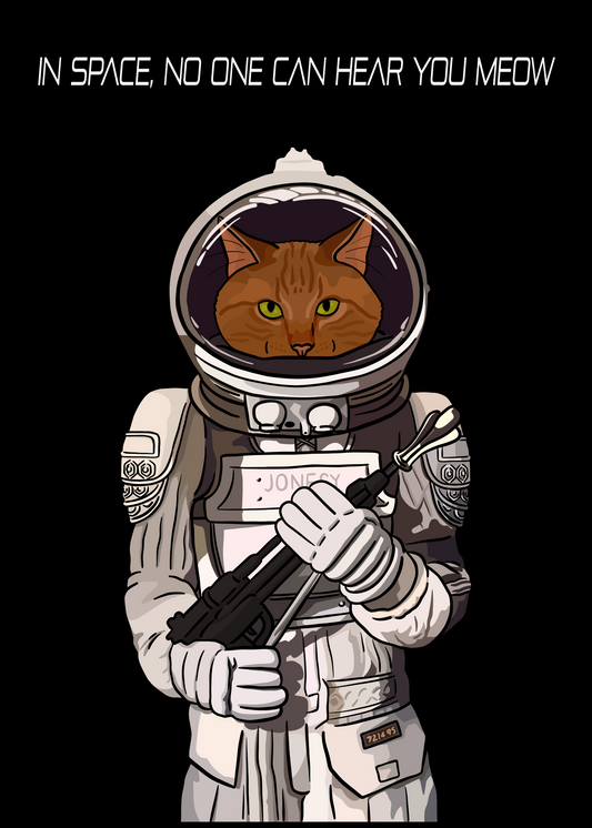 In Space No One Can Hear You Meow Unframed Print