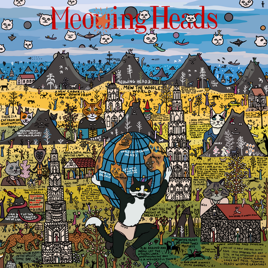 Meowing Heads Unframed Print