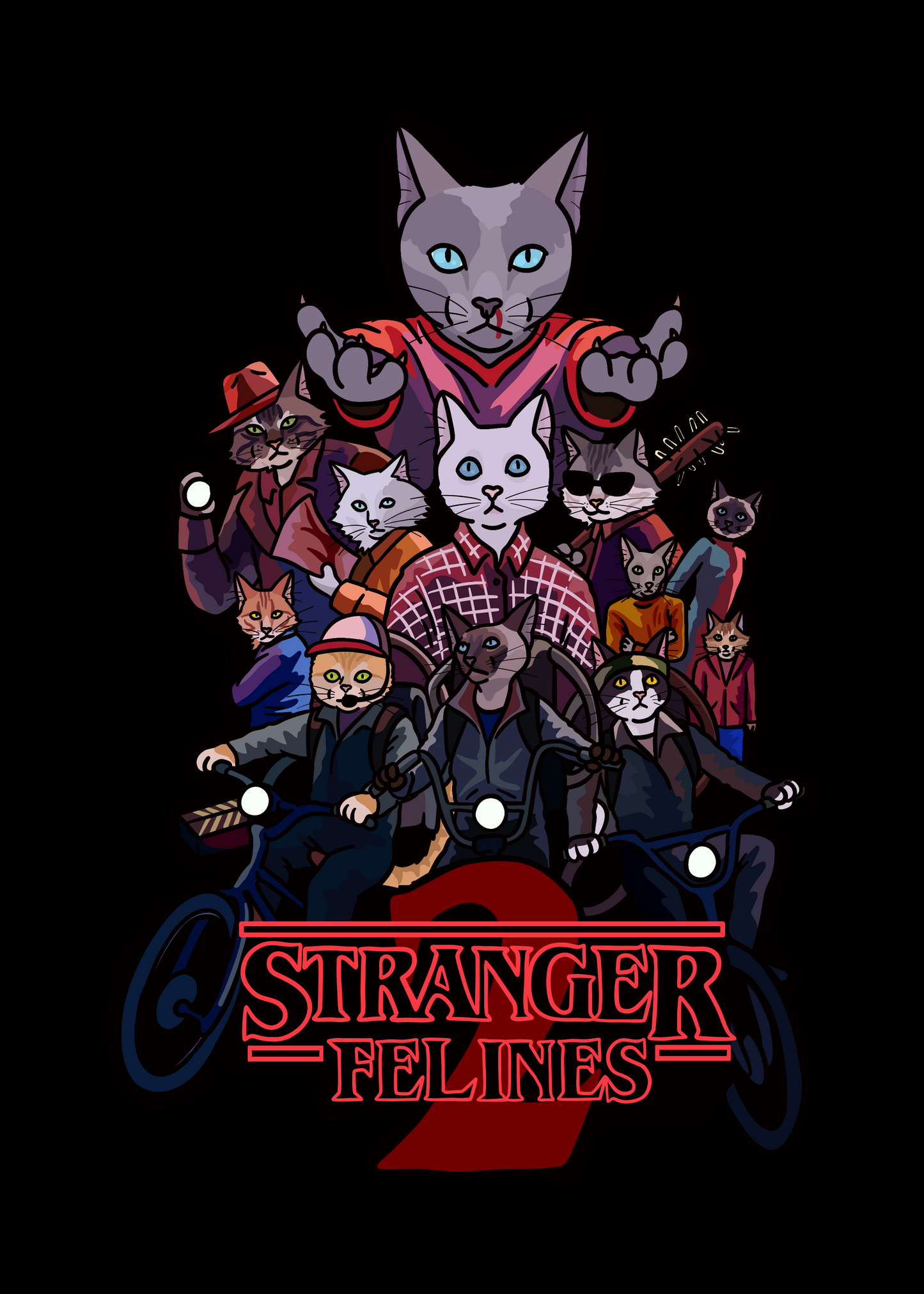Stranger Felines Unframed Print